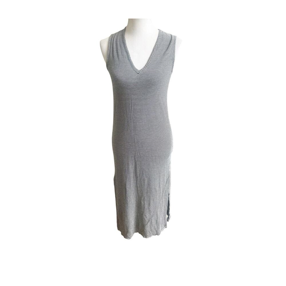 Rag & Bone Michal Striped Slub Jersey Midi Dress Size XS Casual Linen Blend